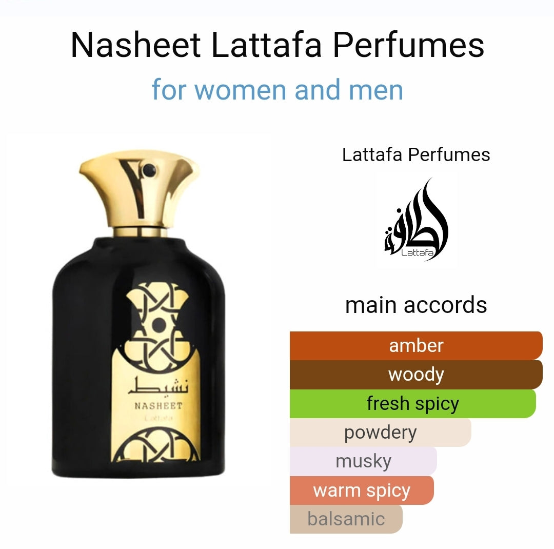 Lattafa Perfumes Nasheet EDP - Eau De Parfum 100ml(3.4 oz) Unisex | Guaiac Wood, Nutmeg, Sandalwood